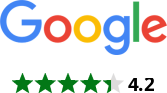 Google rating graphic featuring 4.1 stars and five green stars, representing Seattle Canine Club's grooming services for dogs and cats.